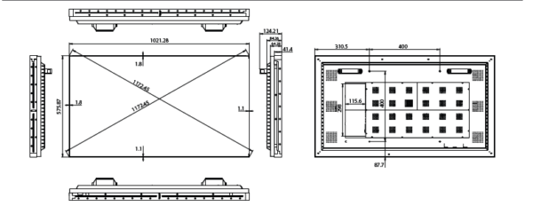 Hisense LCD Video Wall Panel, 55", 500 nits, 1080P resolution, 7day x 24hrs operation - 55VW25E