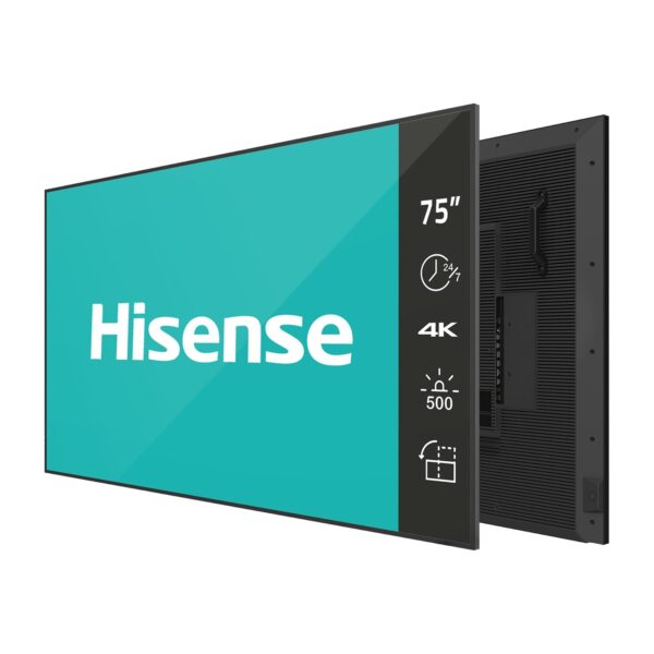 Hisense Digital Signage 75", 500 nits, 4k resolution, Full HD, with 7day x 24hrs operation, Android 14 OPS - 75DM66GE
